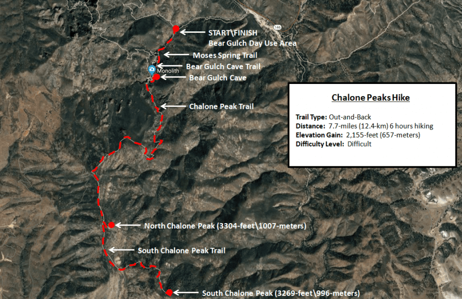 Pinnacles National Park - Chalone Peak Trail Map