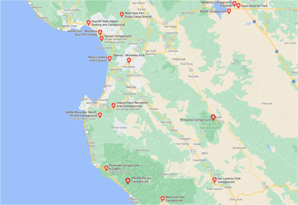 Pinnacles National Park Guide - Campgrounds Map