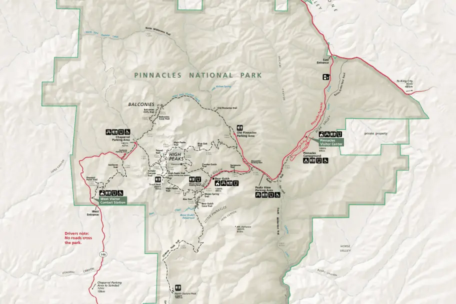 Pinnacles National Park Guide - Park Map