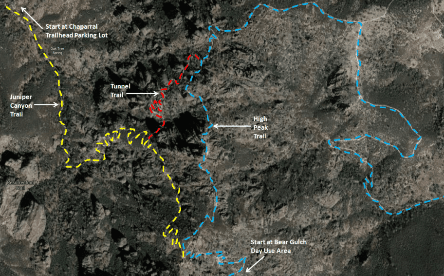 Pinnacles National Park - Tunnel Trail Map