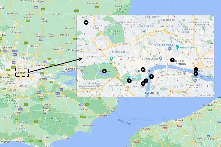 London travel guide - Top Attractions Map