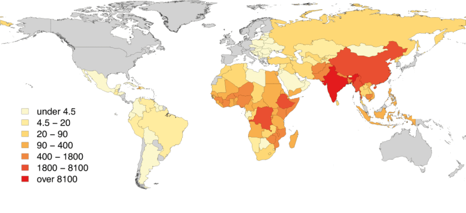 Rabies Vaccination for Travel - Rabies Deaths by Country Map