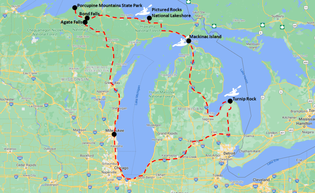 Great Lakes Road Trip Map