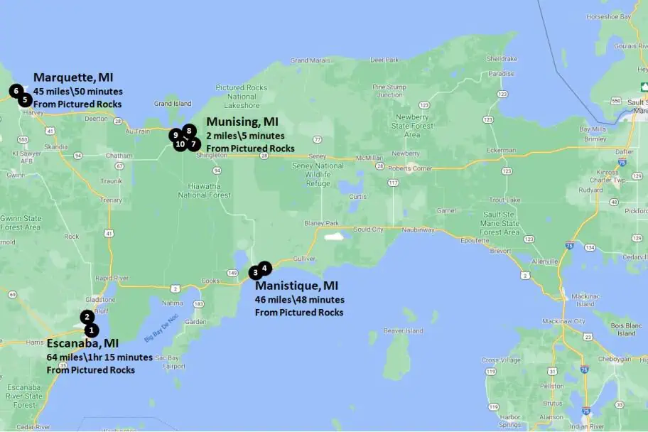 Pictured Rocks Travel Guide - Hotels Map