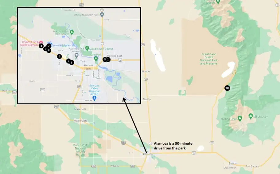 Great Sand Dunes Guide - Hotels Map