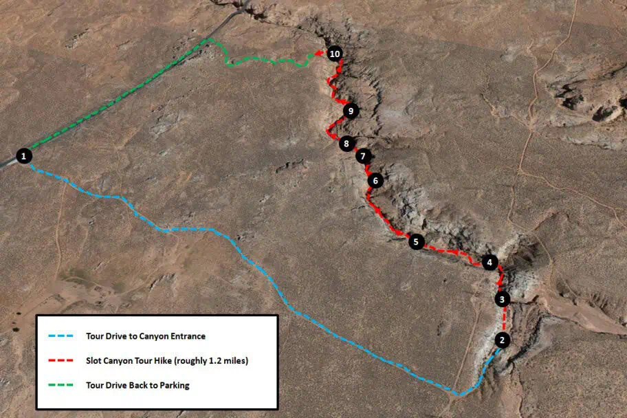 Waterhole Canyon Tour Map Waterhole Canyon Guide - Tour Map