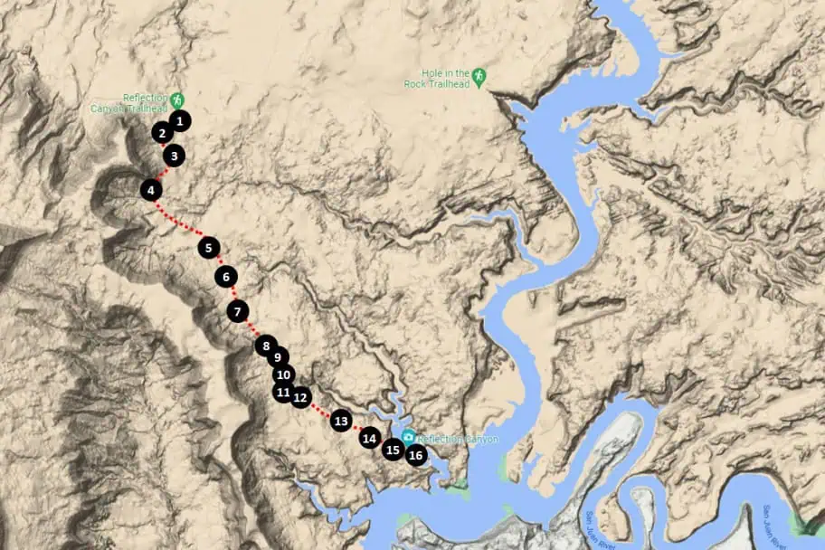 Reflection Canyon Trail Guide Map