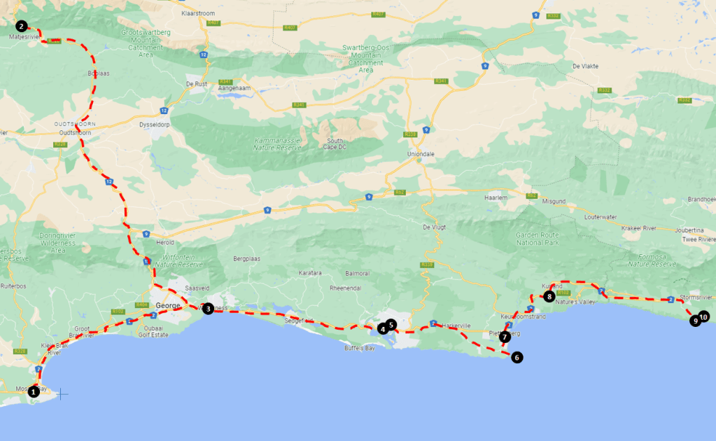 Garden Route Photography Spots Map Garden Route Photography Spots Map