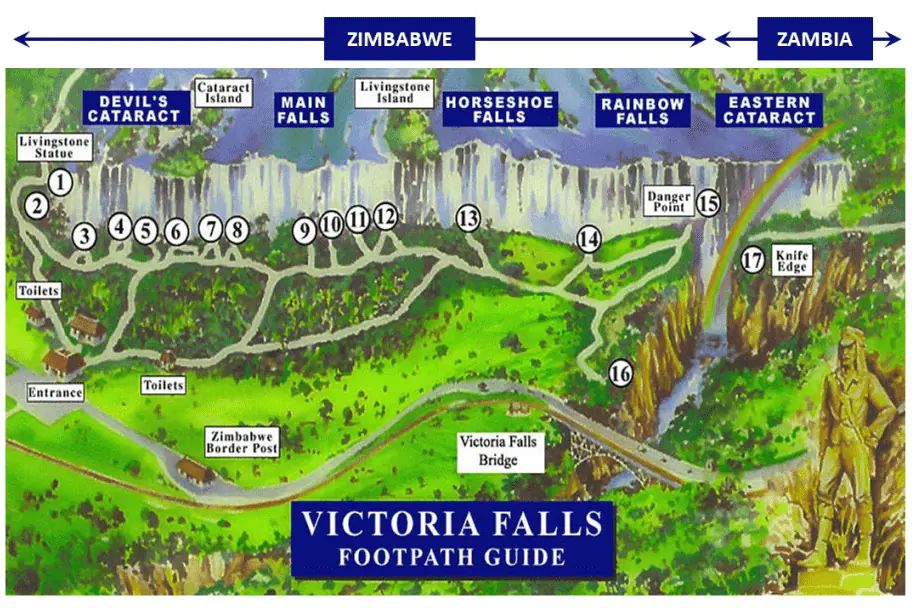 Guide to Victoria Falls - Victoria Falls National Park Foot Trail Map