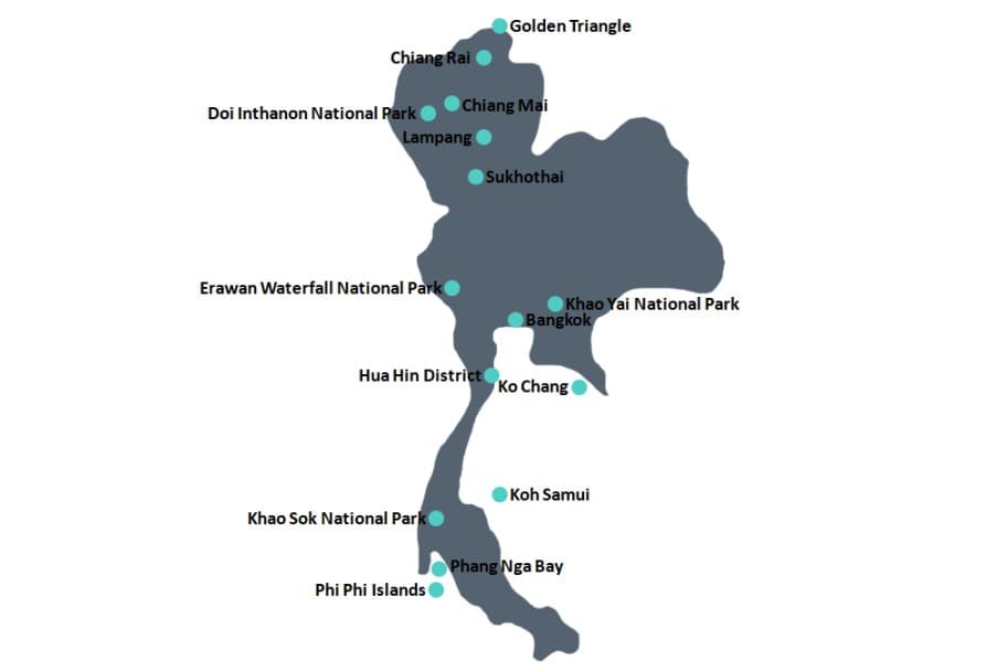 The Top Things to See in Thailand Map