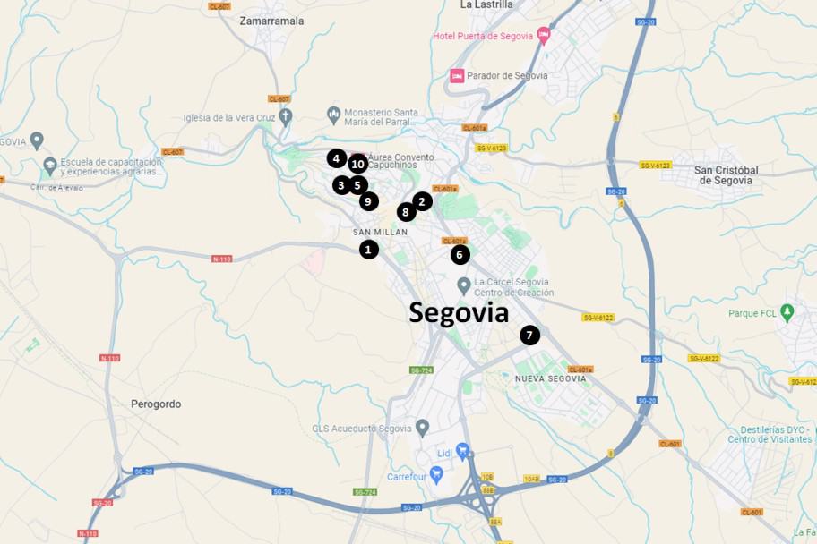 Segovia, Spain Recommended Hotels Map