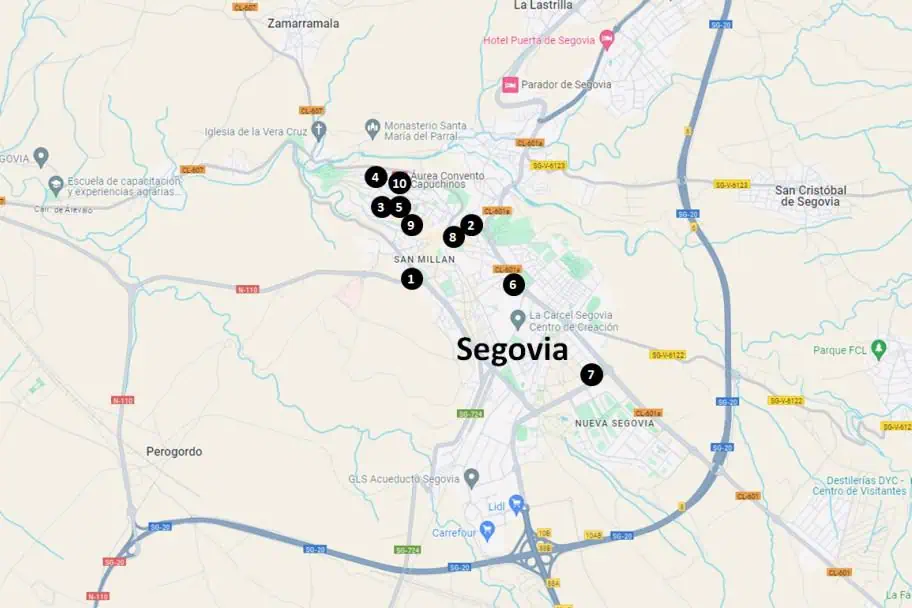 Segovia, Spain Recommended Hotels Map