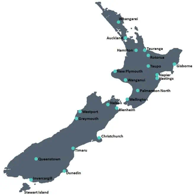 New Zealand Entrance Requirements - Top Cities to Visit Map