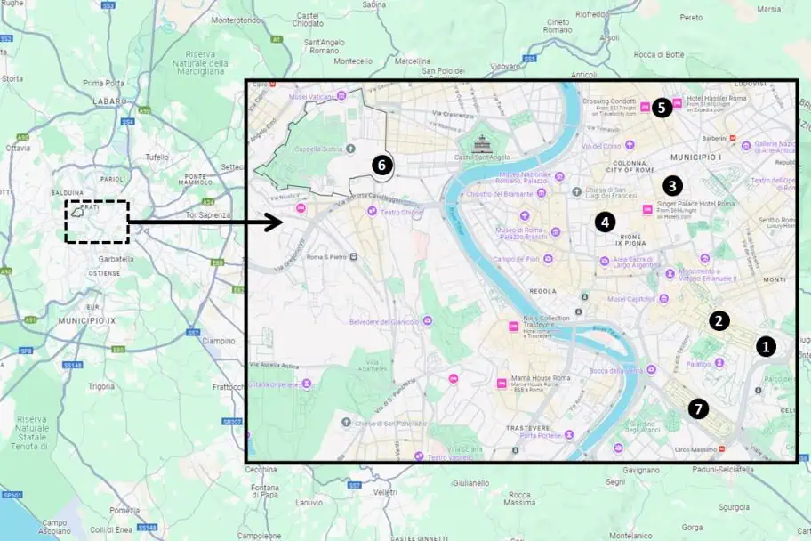 Top Things to See in Rome, Italy in a Day Map