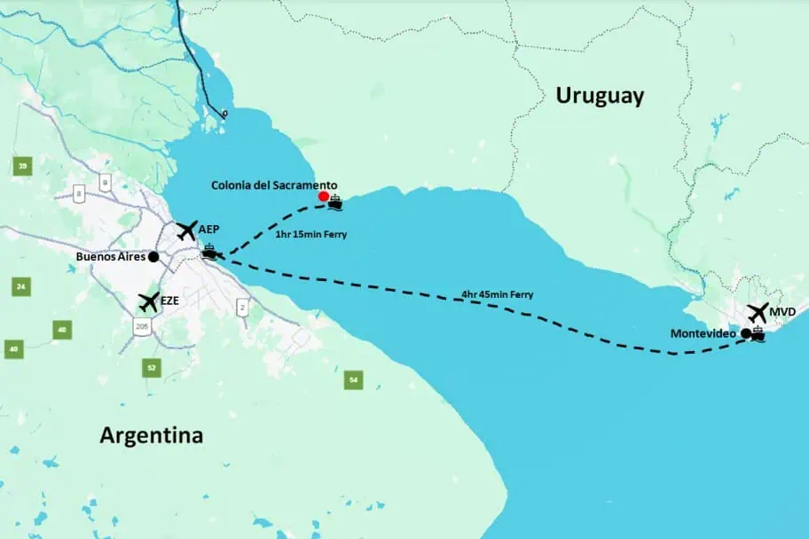 How to Get to Colonia del Sacramento, Uruguay Map