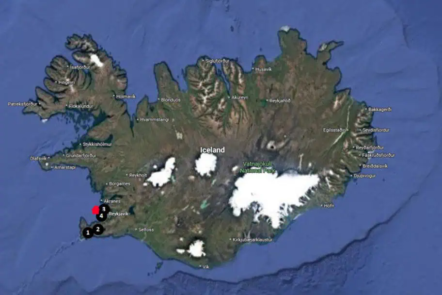 Iceland Day 1 Itinerary Map