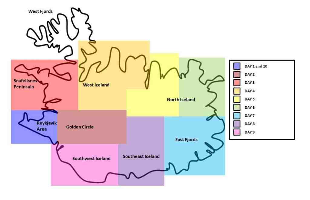 Iceland Tourism Regions Map
