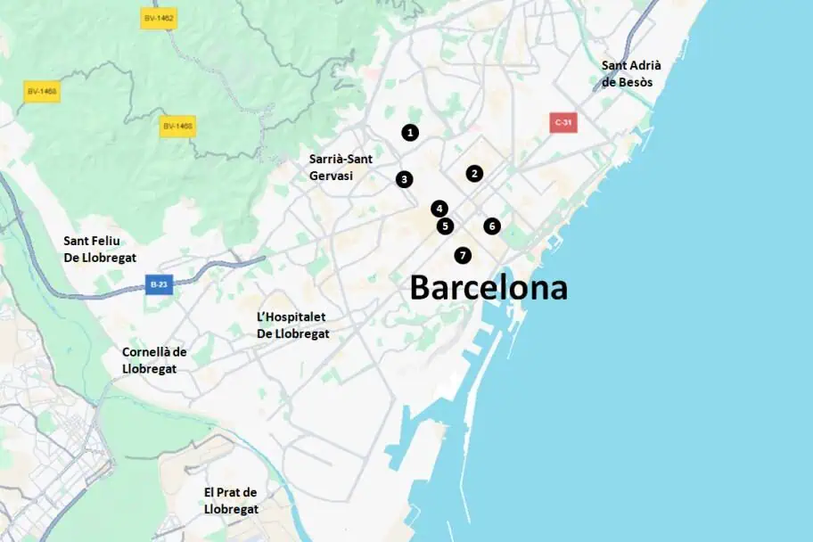Things to See in Barcelona in a Day Map