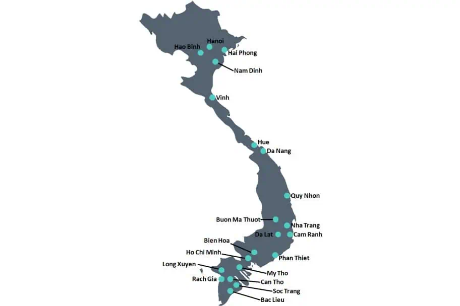 Vietnam Travel - Vietnam Top Cities Map