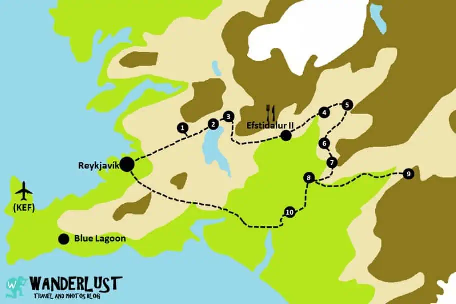 Iceland's Golden Circle Route Map