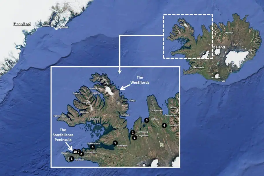 Recommended Hotels and Hostels in Northwest Iceland Map Recommended Hotels and Hostels in Northwest Iceland Map