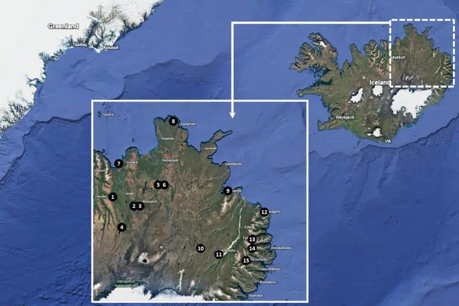 Top Things to See and Do in Northeast Iceland Map Top Things to See and Do in Northeast Iceland Map